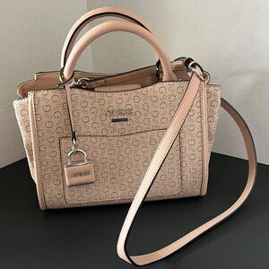 Guess Los Angeles faux leather satchel w/cross body strap purse